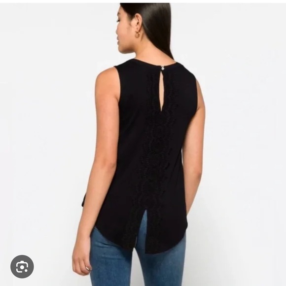 Danielrainne Black Crochet Keyhole Sleeveless Tank Top Size XL - Picture 2 of 7